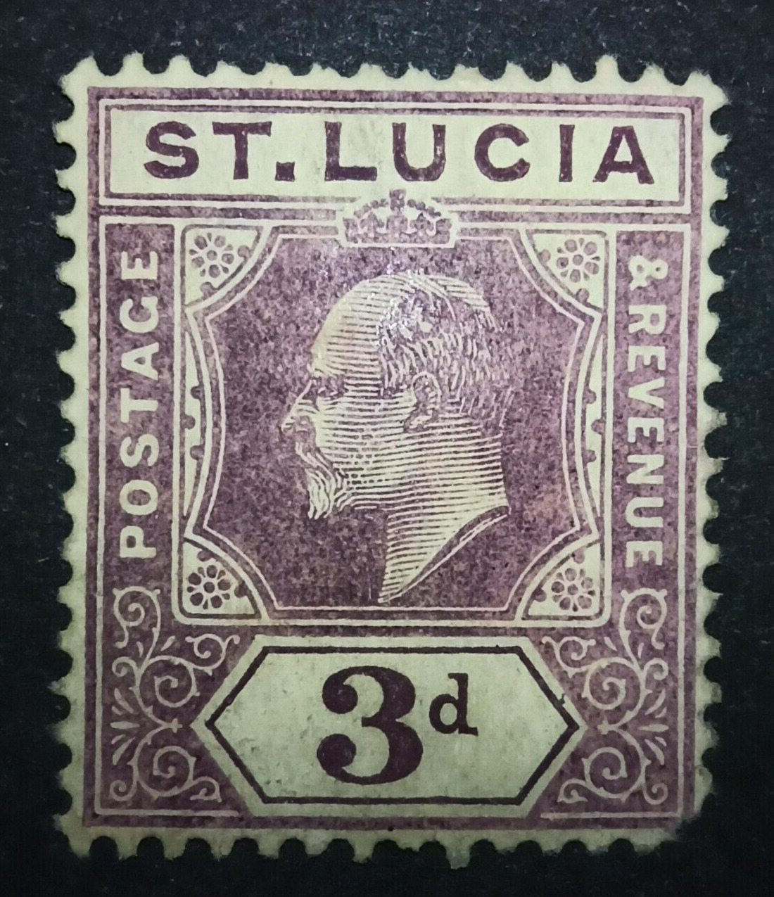 GB British St. Lucia 1909 3d Sg#LC 71 Mint MNH/VF Perf.14  beautifully, no used!