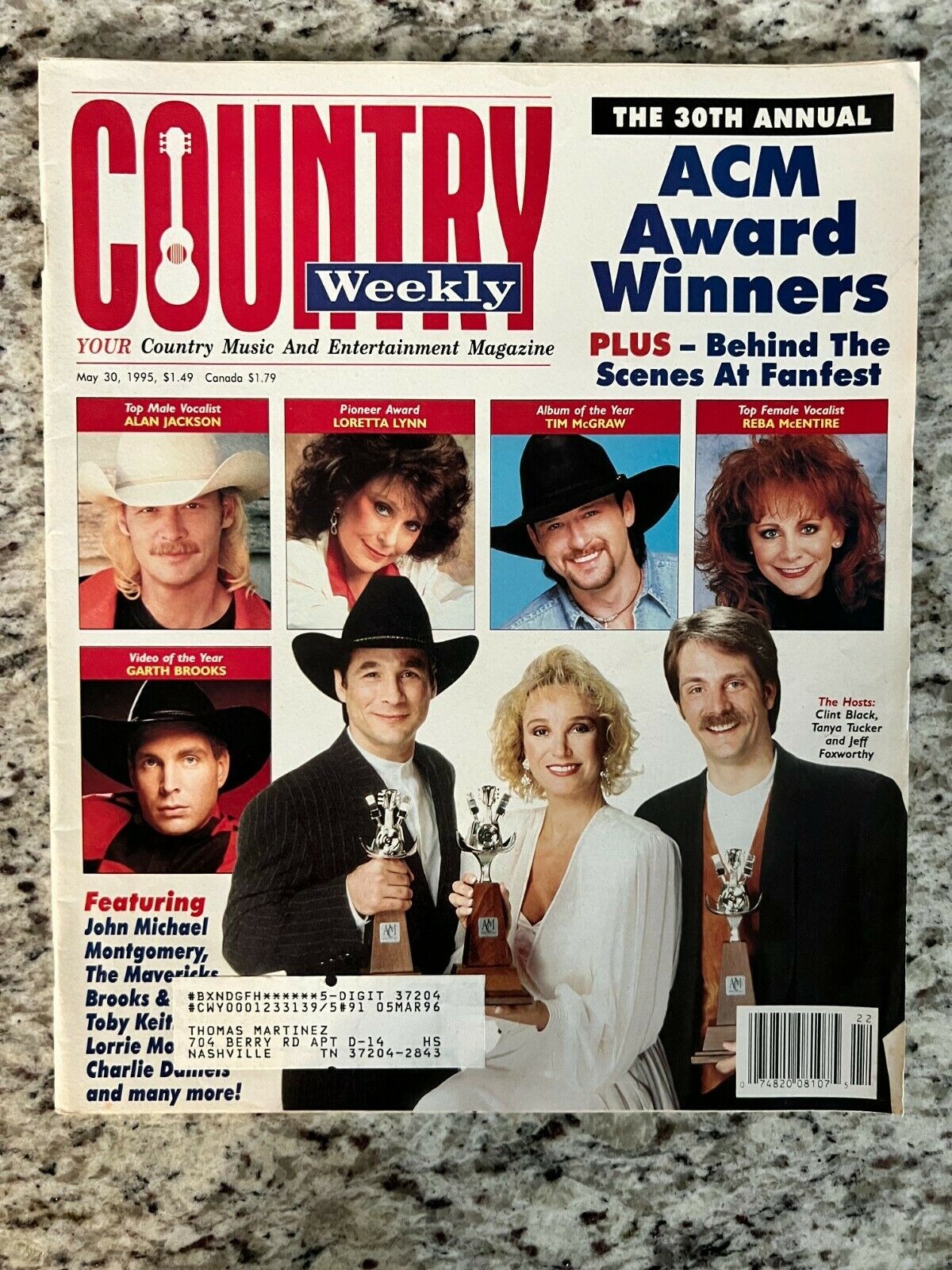 Country Weekly Magazine, 05/30/1995, 30th ACM Award Winners on cover.