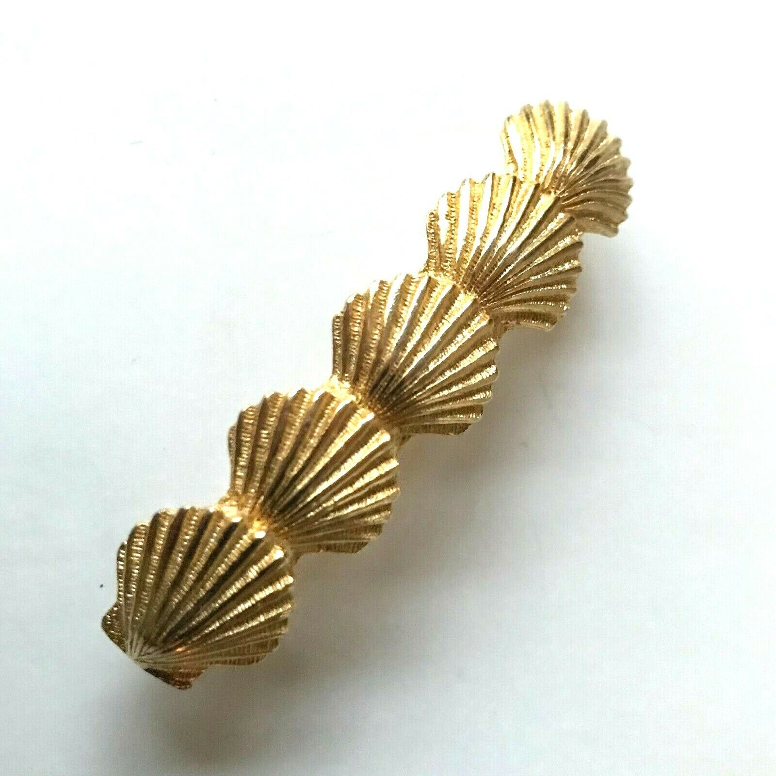 Vintage Gold Scallop Sea Shells French Barrette Made In France Nautical 1980's