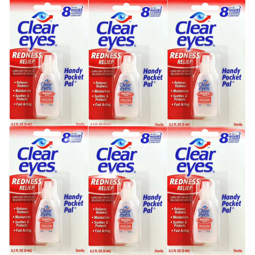 6 Pack  Clear Eyes  Drops Redness Relief 0.2 Oz.6 Ml Exp (2022)up To 12 Hours