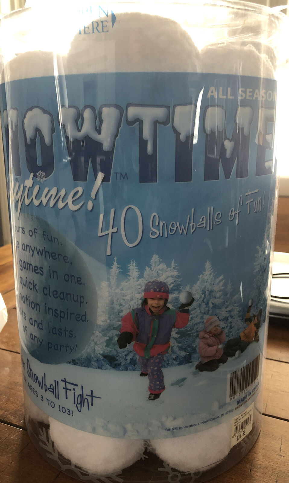Indoor Snowball Fight Snowtime Anytime 40 Pk New In Sealed Pack