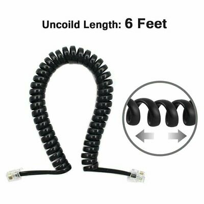 6ft Telephone Handset Receiver Cord Phone Curly Coil Cable 4p4c Rj22 - Black